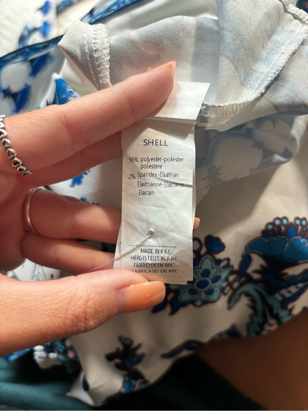 Blue & White Printed V-Neck Swim Coverup Dress - Picture 5 of 8